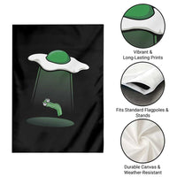Funny Irish St Patricks Day Garden Flag UFO Egg Bacon Abduction Funny