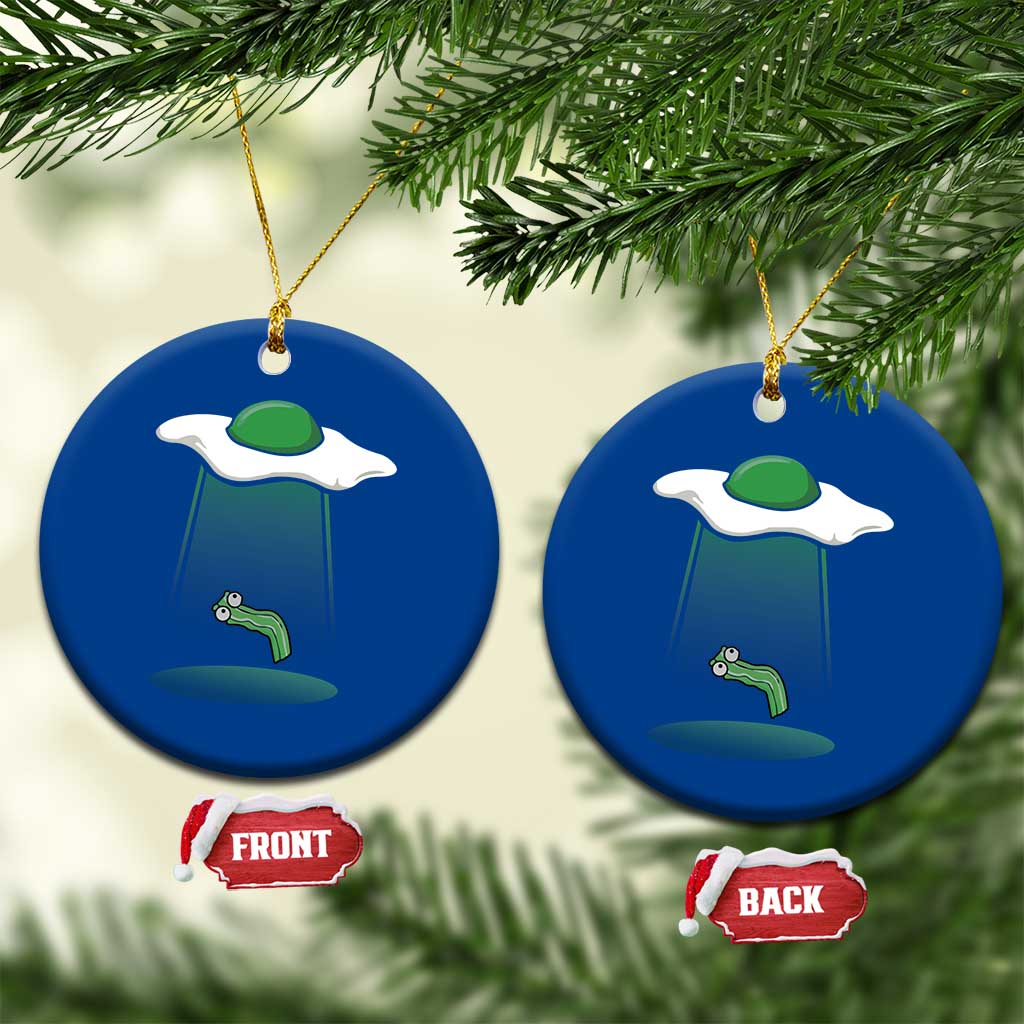 Funny Irish St Patricks Day Ceramic Ornament UFO Egg Bacon Abduction Funny