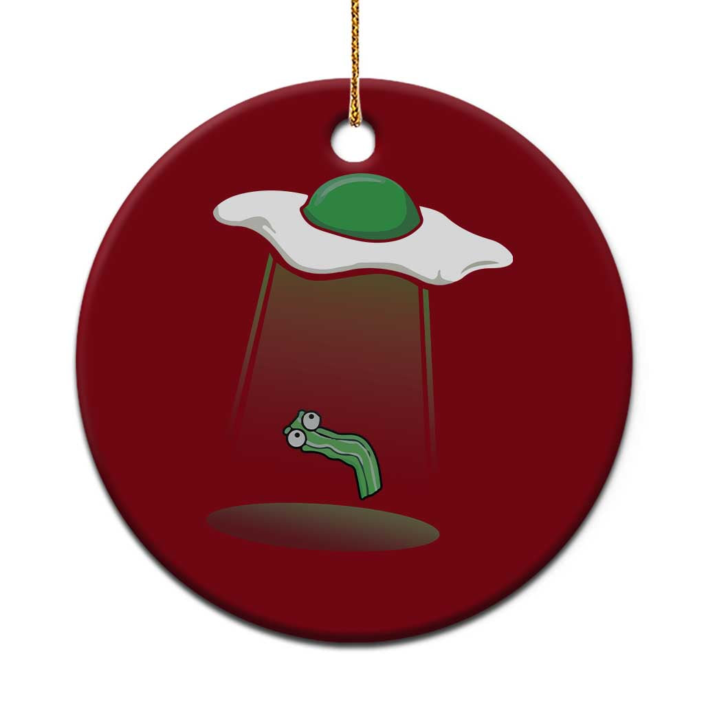 Funny Irish St Patricks Day Ceramic Ornament UFO Egg Bacon Abduction Funny