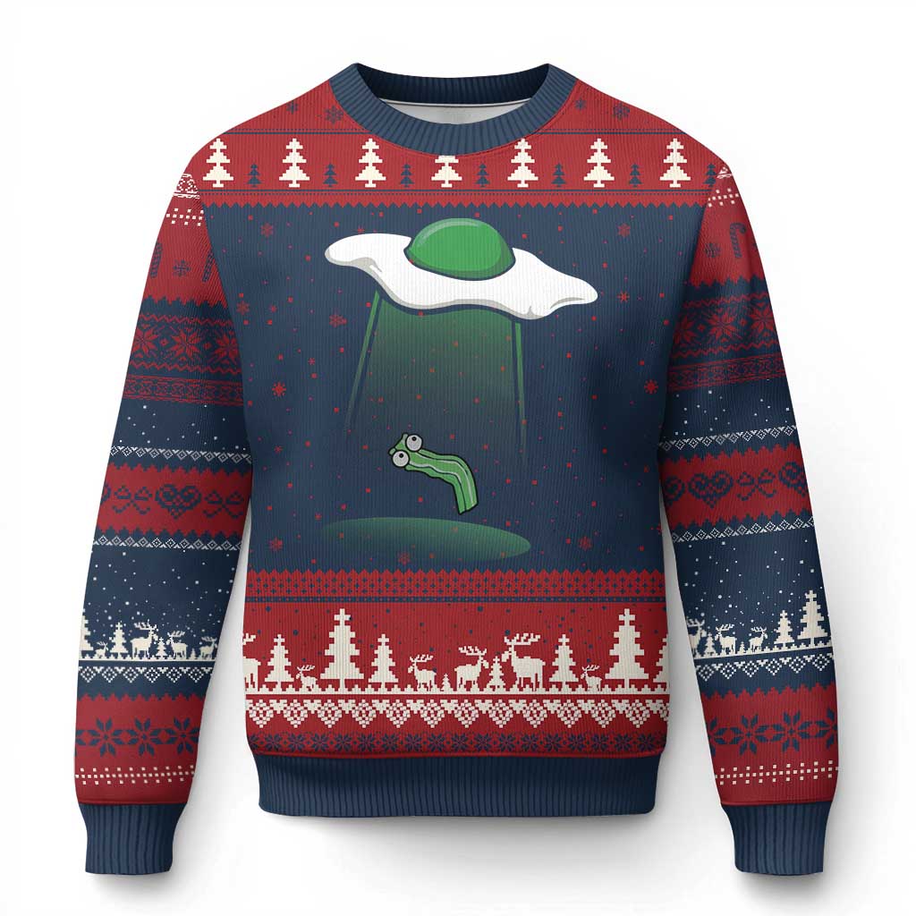 Funny Irish St Patricks Day Ugly Christmas Sweater UFO Egg Bacon Abduction Funny
