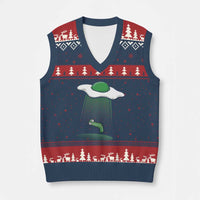 Funny Irish St Patricks Day V-Neck Knit Sweater Vest UFO Egg Bacon Abduction Funny