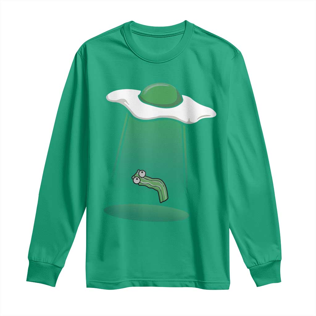 Funny Irish St Patricks Day Long Sleeve Shirt UFO Egg Bacon Abduction Funny