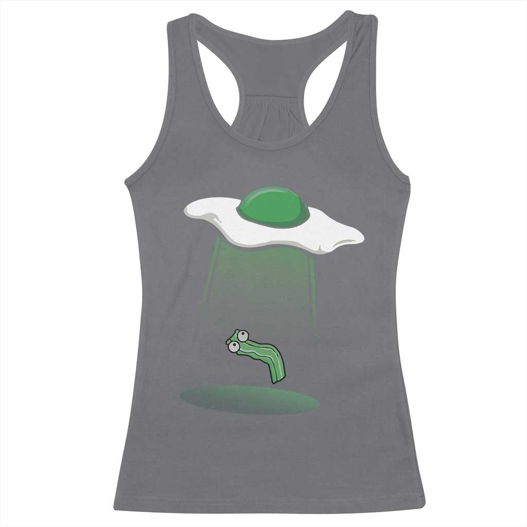 Funny Irish St Patricks Day Racerback Tank Top UFO Egg Bacon Abduction Funny