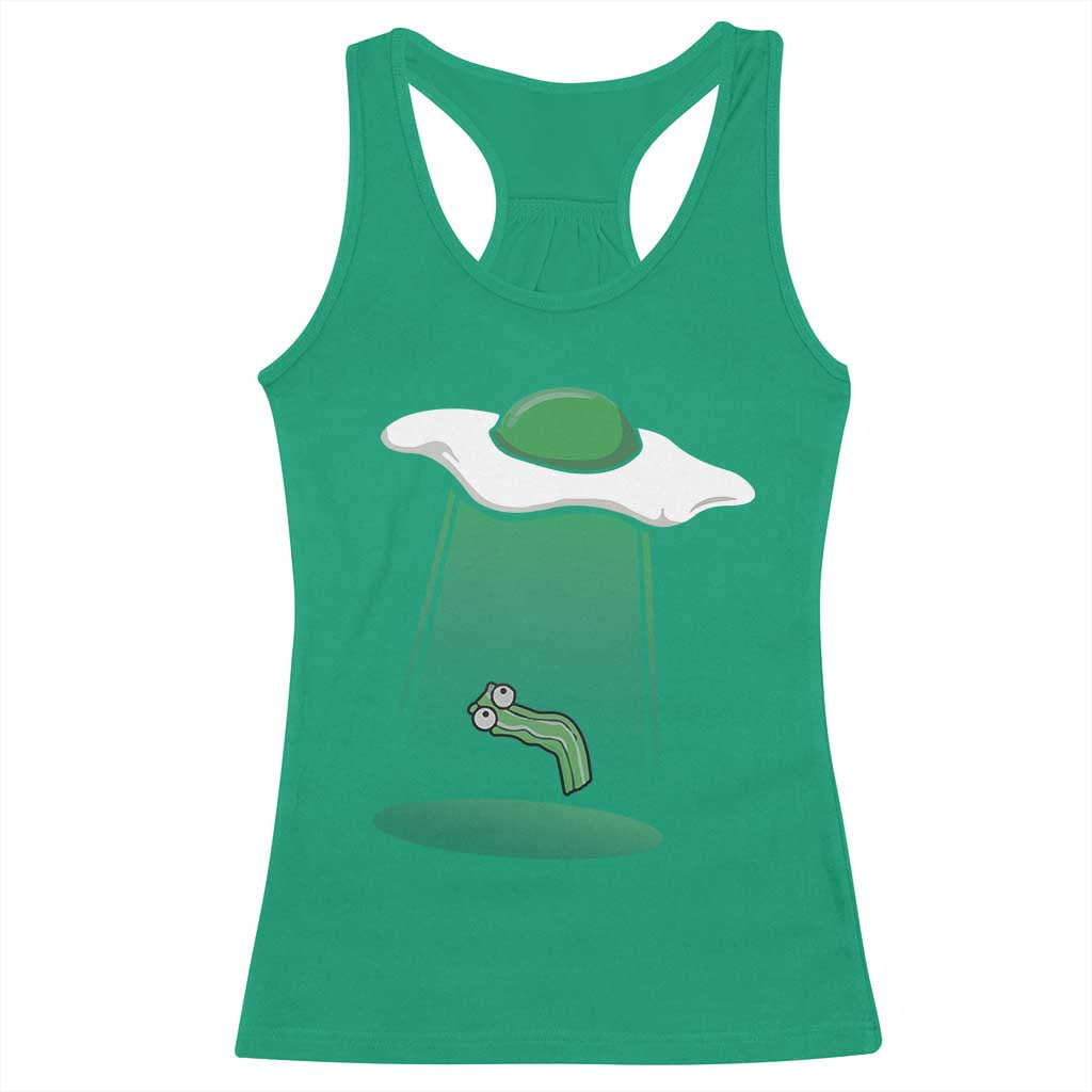 Funny Irish St Patricks Day Racerback Tank Top UFO Egg Bacon Abduction Funny