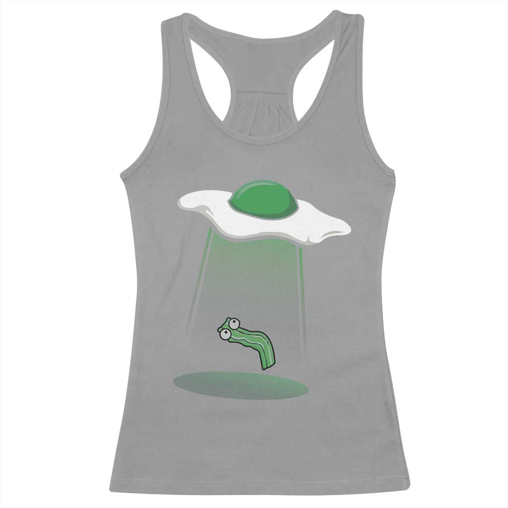 Funny Irish St Patricks Day Racerback Tank Top UFO Egg Bacon Abduction Funny
