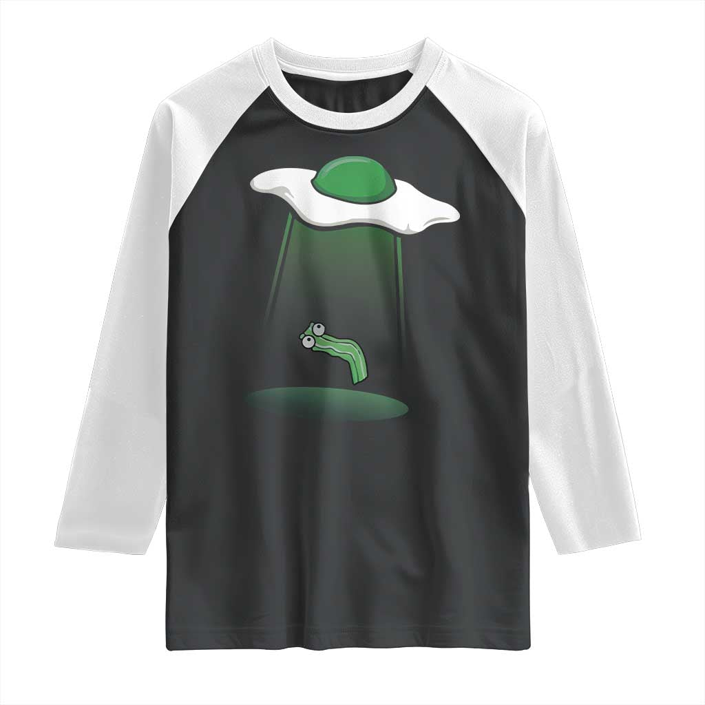 Funny Irish St Patricks Day Raglan Shirt UFO Egg Bacon Abduction Funny