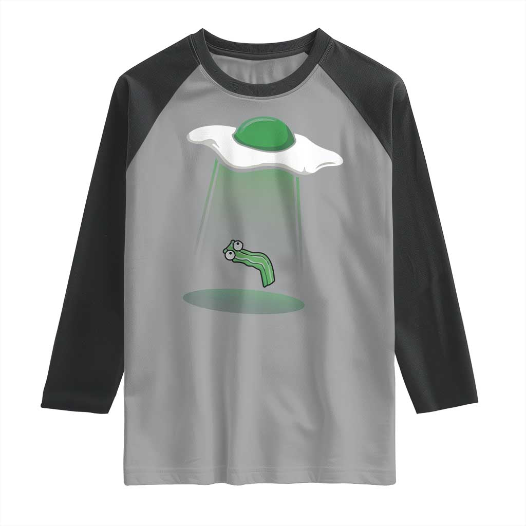 Funny Irish St Patricks Day Raglan Shirt UFO Egg Bacon Abduction Funny