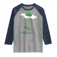 Funny Irish St Patricks Day Raglan Shirt UFO Egg Bacon Abduction Funny