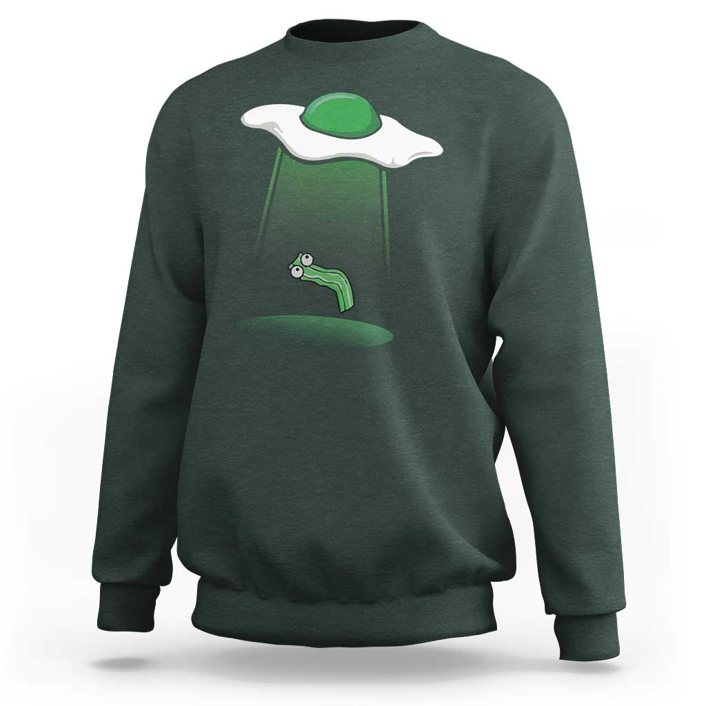 Funny Irish St Patricks Day Sweatshirt UFO Egg Bacon Abduction Funny