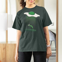 Funny Irish St Patricks Day T Shirt For Women UFO Egg Bacon Abduction Funny