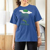 Funny Irish St Patricks Day T Shirt For Women UFO Egg Bacon Abduction Funny