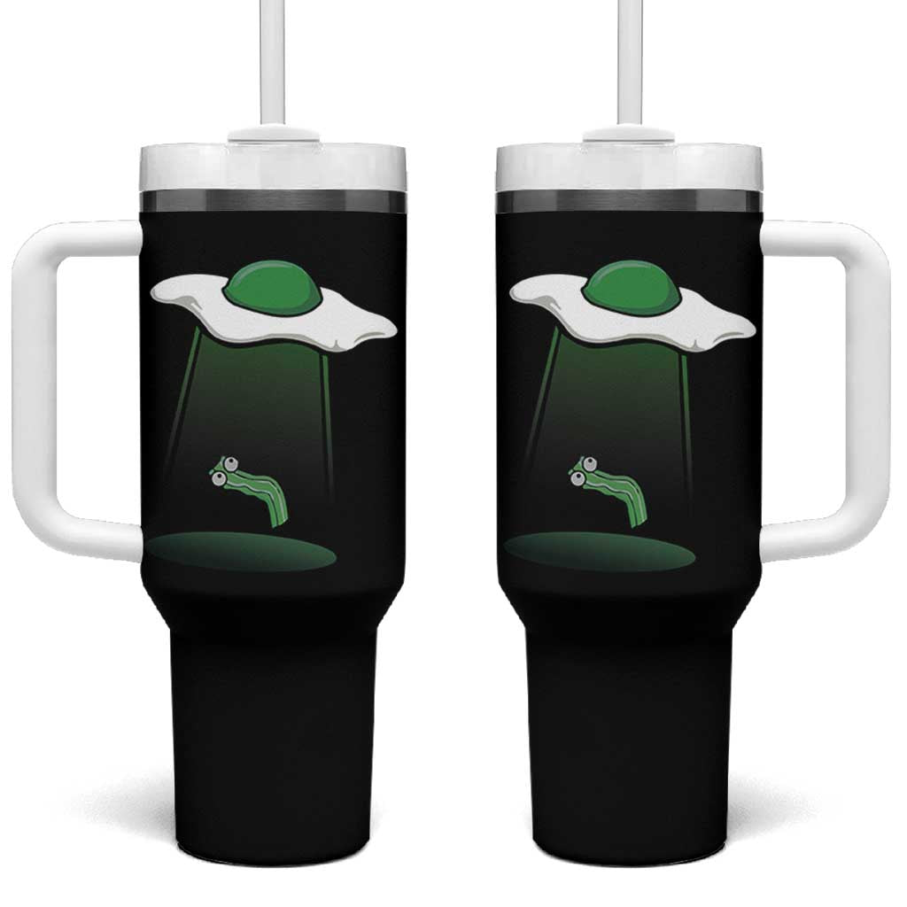 Funny Irish St Patricks Day Tumbler With Handle UFO Egg Bacon Abduction Funny