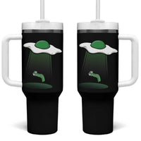Funny Irish St Patricks Day Tumbler With Handle UFO Egg Bacon Abduction Funny