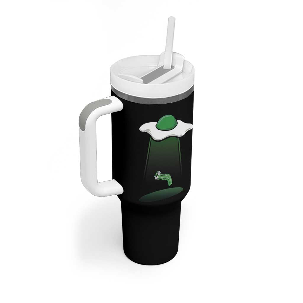 Funny Irish St Patricks Day Tumbler With Handle UFO Egg Bacon Abduction Funny