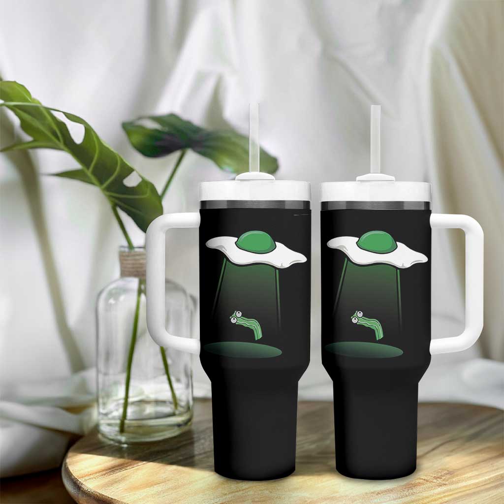 Funny Irish St Patricks Day Tumbler With Handle UFO Egg Bacon Abduction Funny