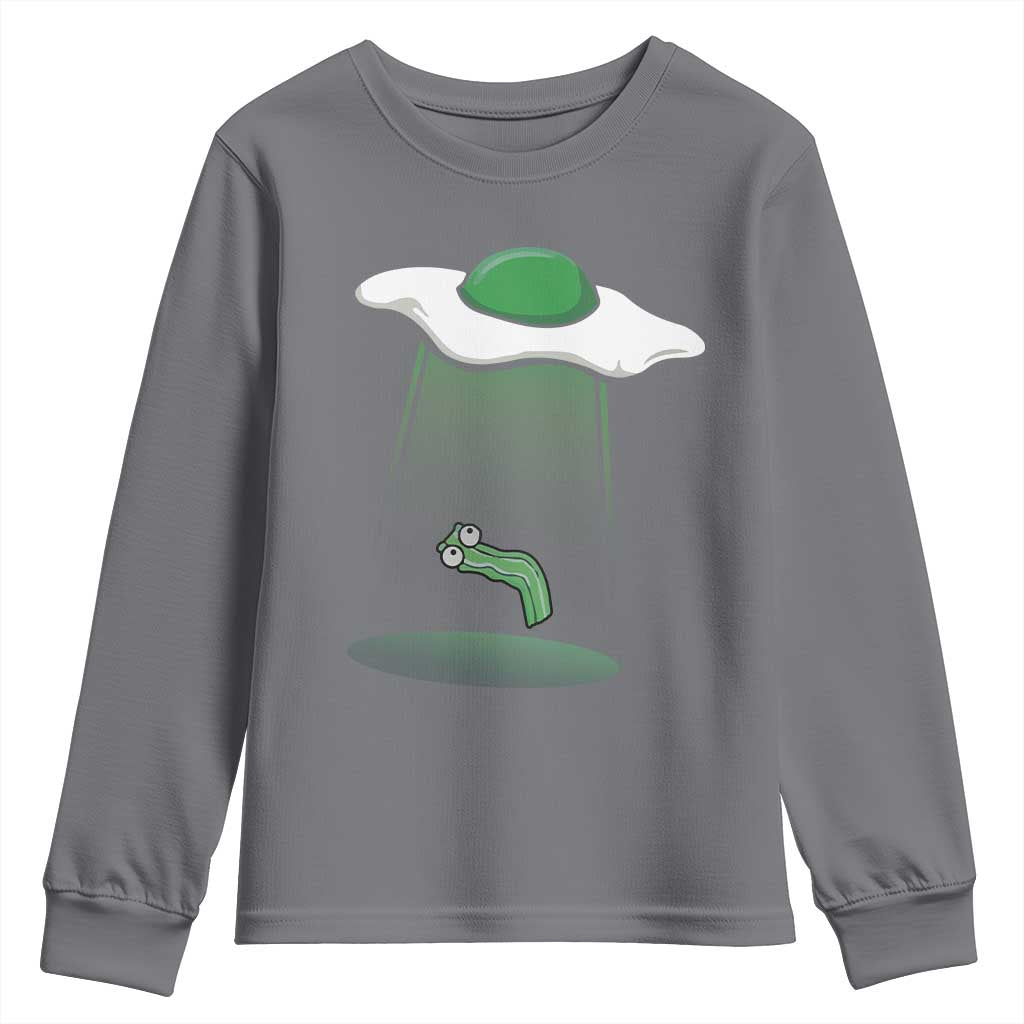Funny Irish St Patricks Day Youth Sweatshirt UFO Egg Bacon Abduction Funny