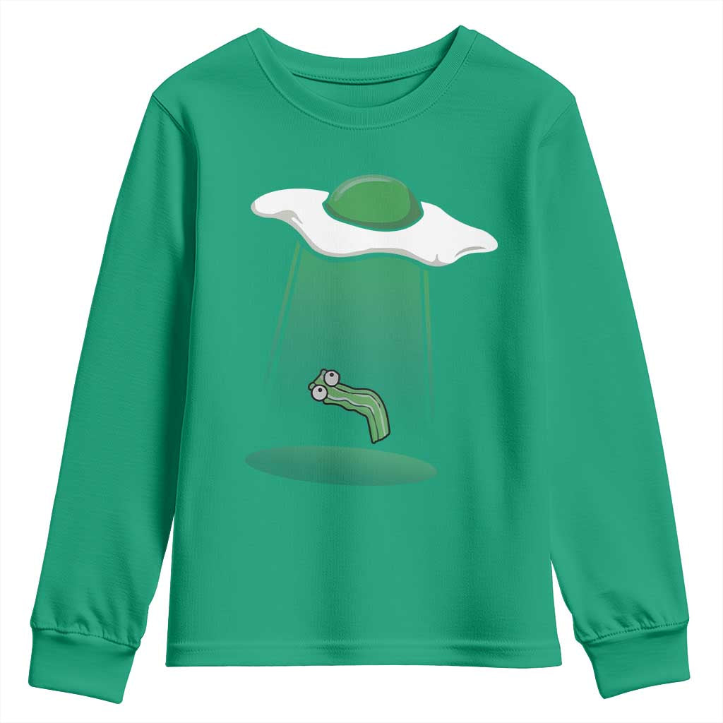 Funny Irish St Patricks Day Youth Sweatshirt UFO Egg Bacon Abduction Funny
