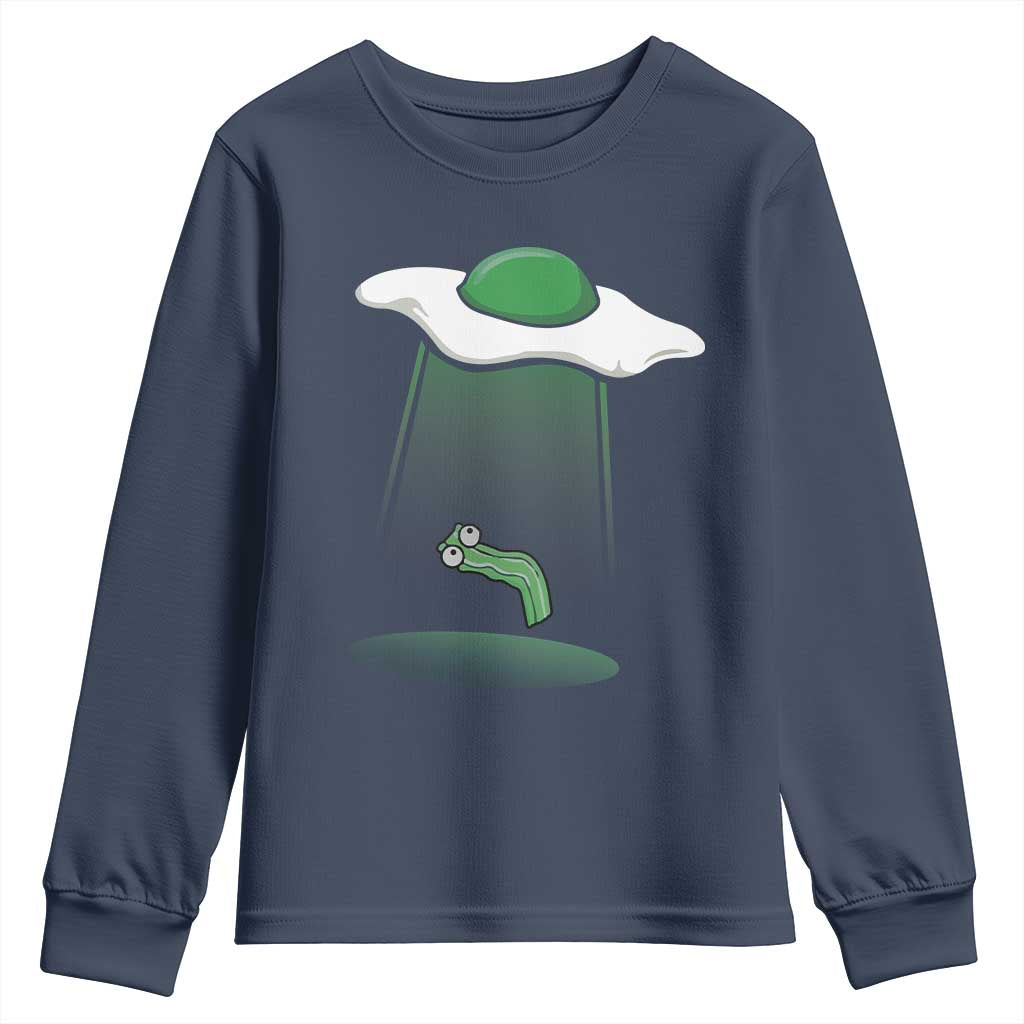 Funny Irish St Patricks Day Youth Sweatshirt UFO Egg Bacon Abduction Funny