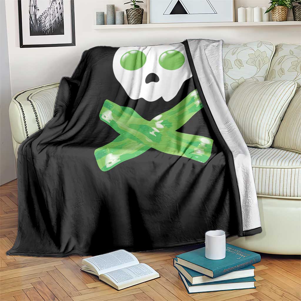Funny St Patricks Day Throw Blanket Bacon & Eggs Skull & Crossbones