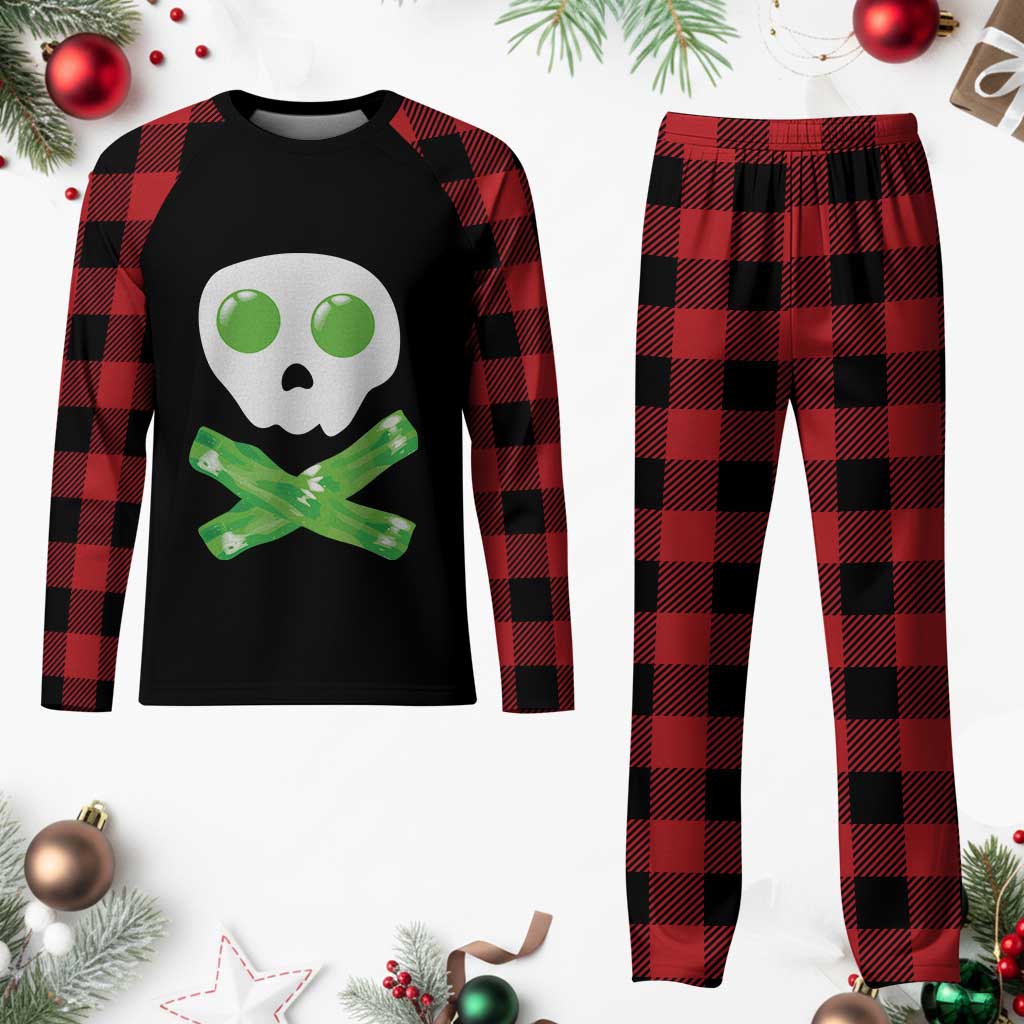 Funny St Patricks Day Plaid Pajama Set Bacon & Eggs Skull & Crossbones