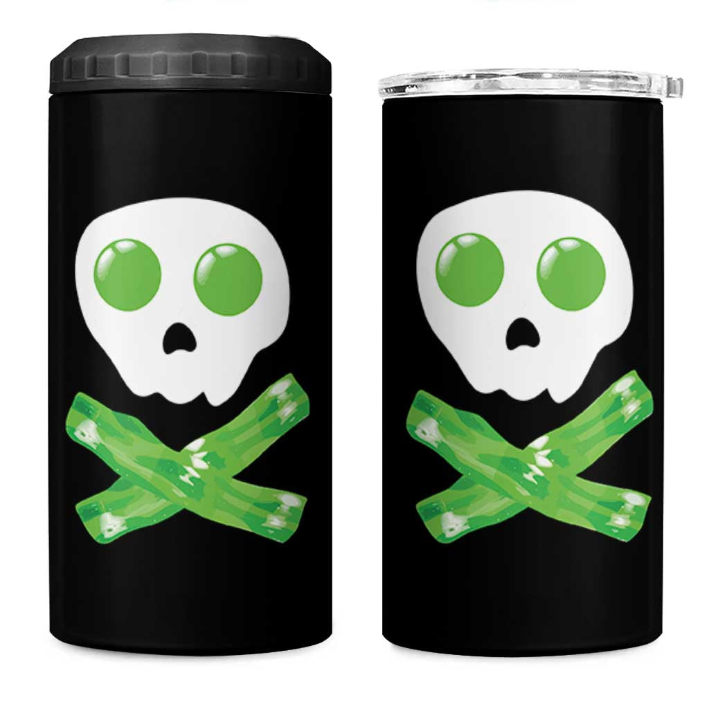 Funny St Patricks Day 4 in 1 Can Cooler Tumbler Bacon & Eggs Skull & Crossbones