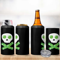 Funny St Patricks Day 4 in 1 Can Cooler Tumbler Bacon & Eggs Skull & Crossbones