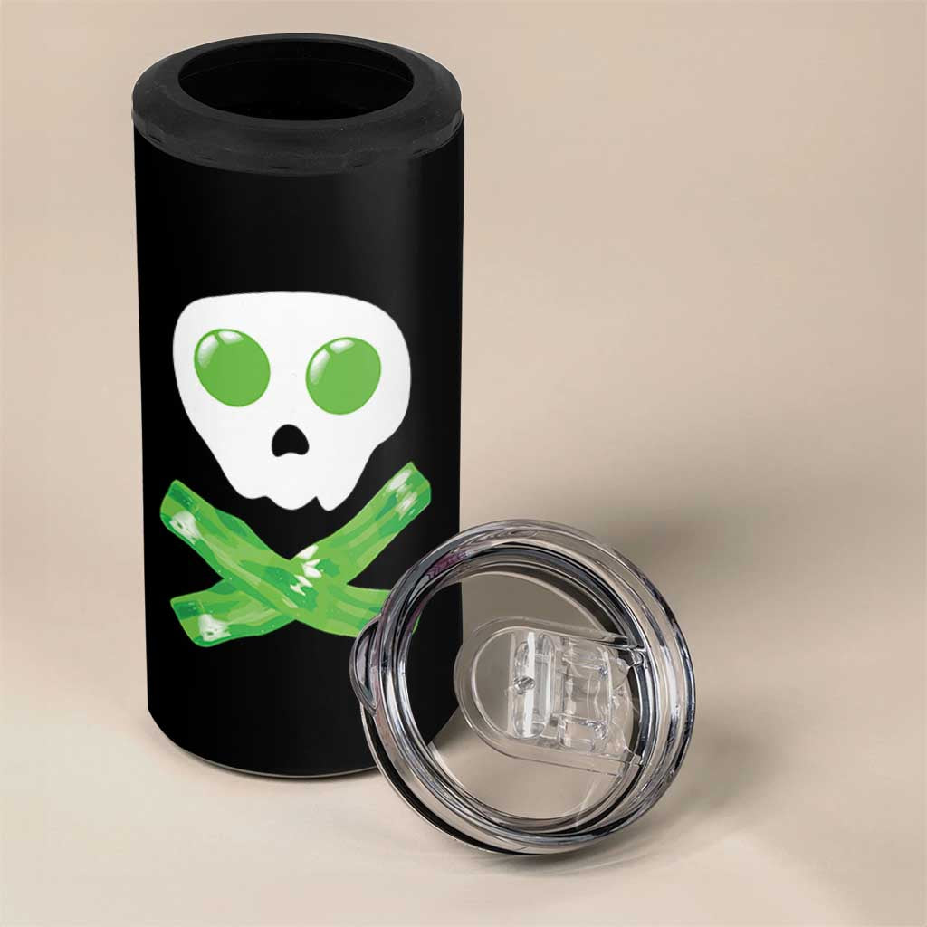 Funny St Patricks Day 4 in 1 Can Cooler Tumbler Bacon & Eggs Skull & Crossbones