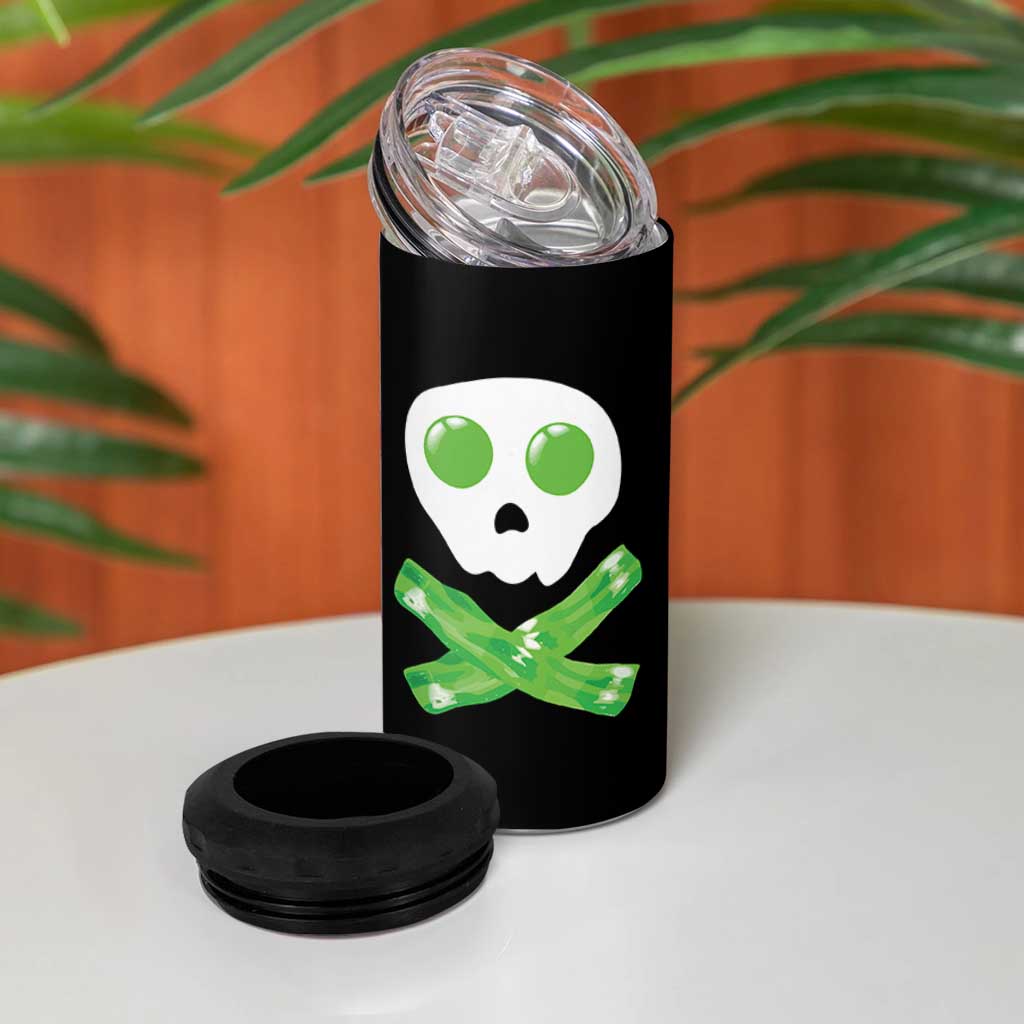 Funny St Patricks Day 4 in 1 Can Cooler Tumbler Bacon & Eggs Skull & Crossbones