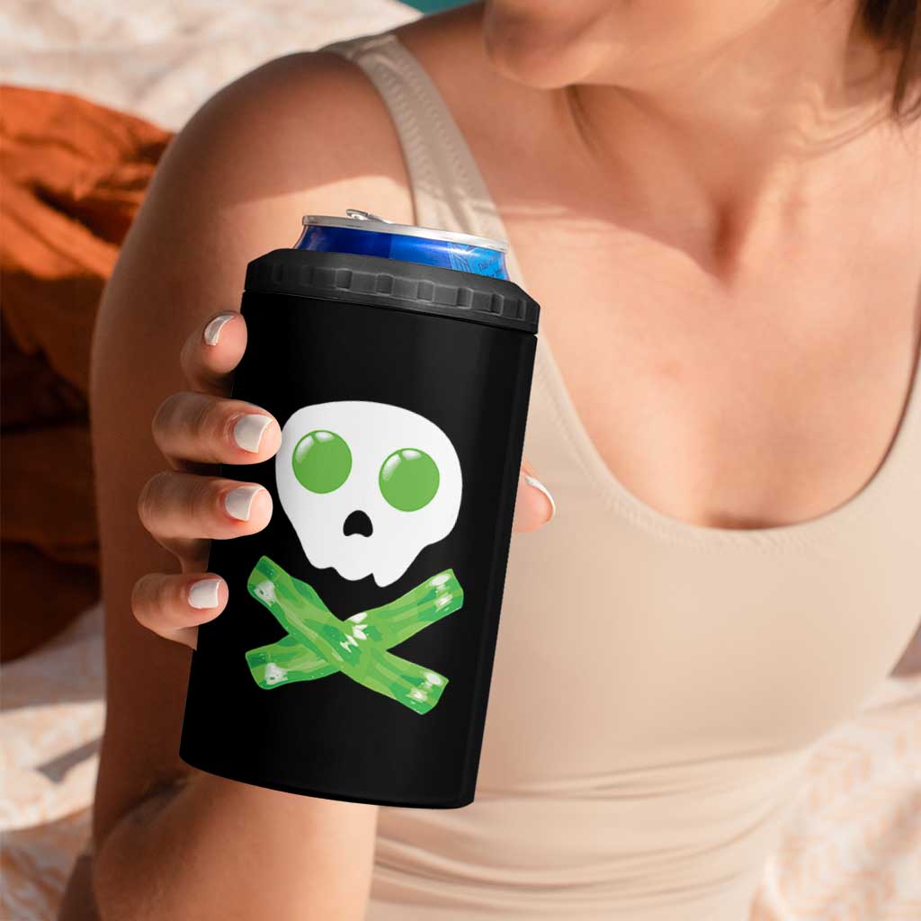 Funny St Patricks Day 4 in 1 Can Cooler Tumbler Bacon & Eggs Skull & Crossbones
