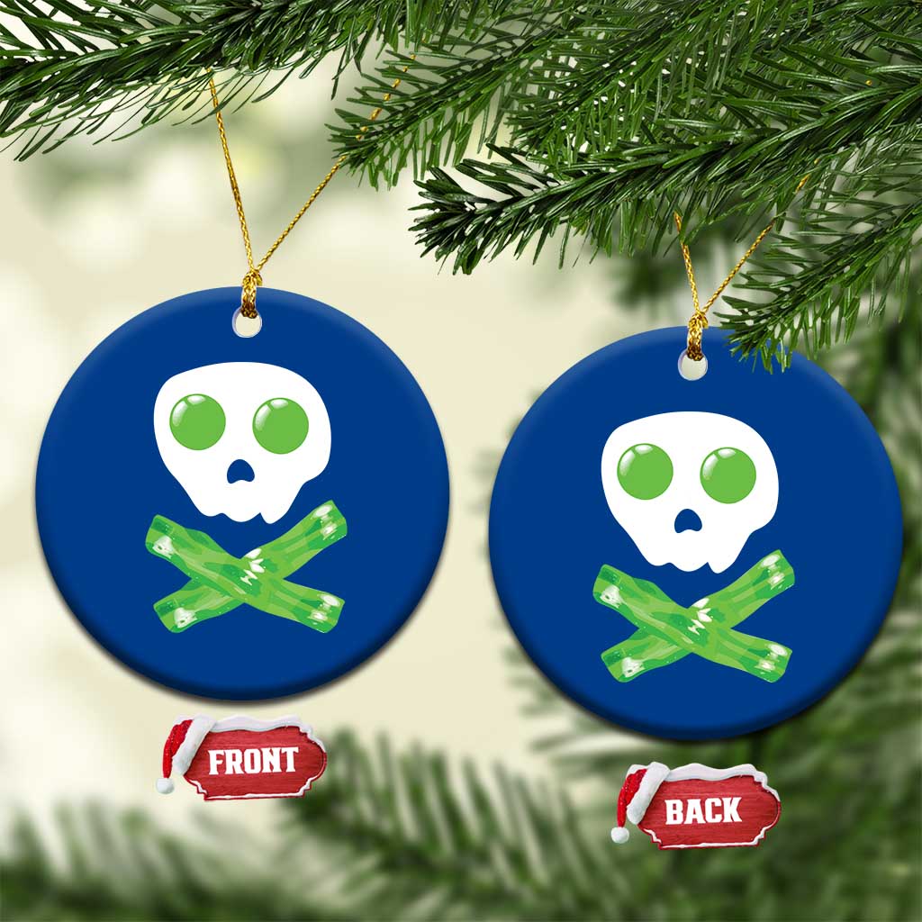 Funny St Patricks Day Ceramic Ornament Bacon & Eggs Skull & Crossbones