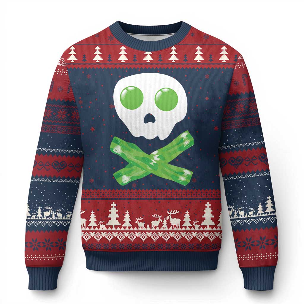 Funny St Patricks Day Ugly Christmas Sweater Bacon & Eggs Skull & Crossbones