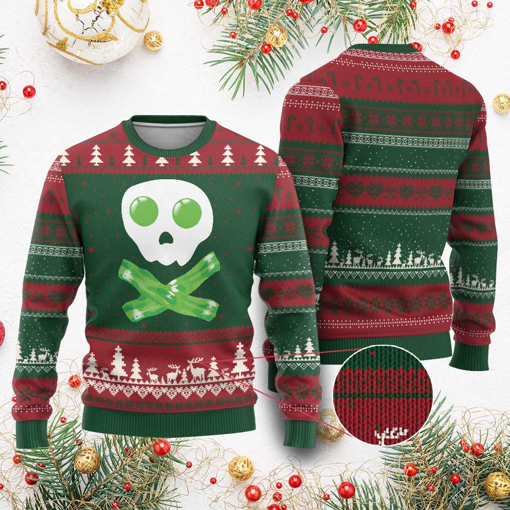 Funny St Patricks Day Ugly Christmas Sweater Bacon & Eggs Skull & Crossbones
