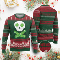 Funny St Patricks Day Ugly Christmas Sweater Bacon & Eggs Skull & Crossbones