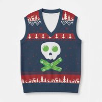 Funny St Patricks Day V-Neck Knit Sweater Vest Bacon & Eggs Skull & Crossbones