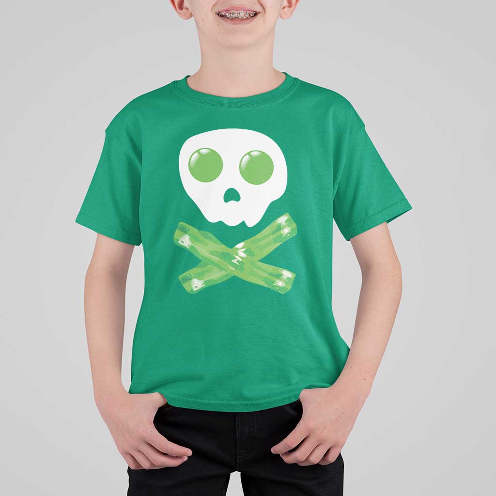 Funny St Patricks Day T Shirt For Kid Bacon & Eggs Skull & Crossbones