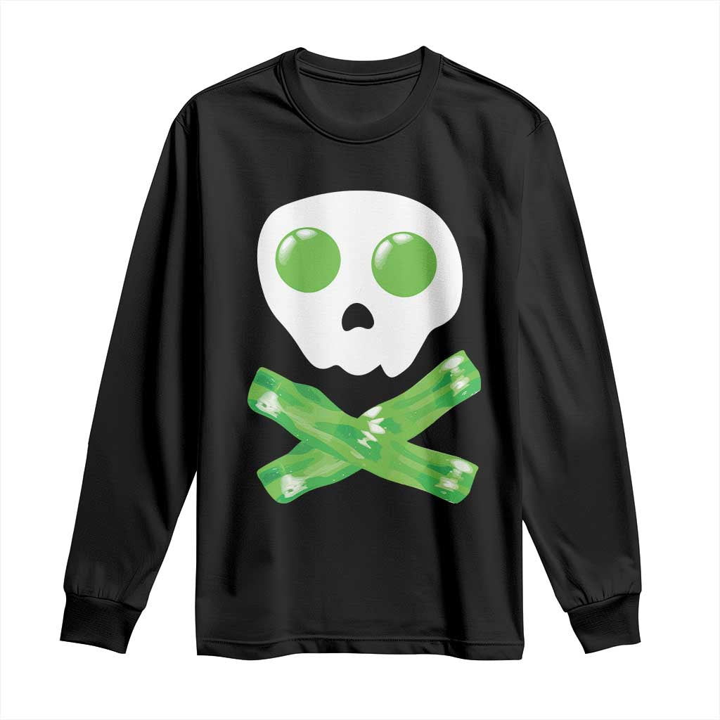 Funny St Patricks Day Long Sleeve Shirt Bacon & Eggs Skull & Crossbones