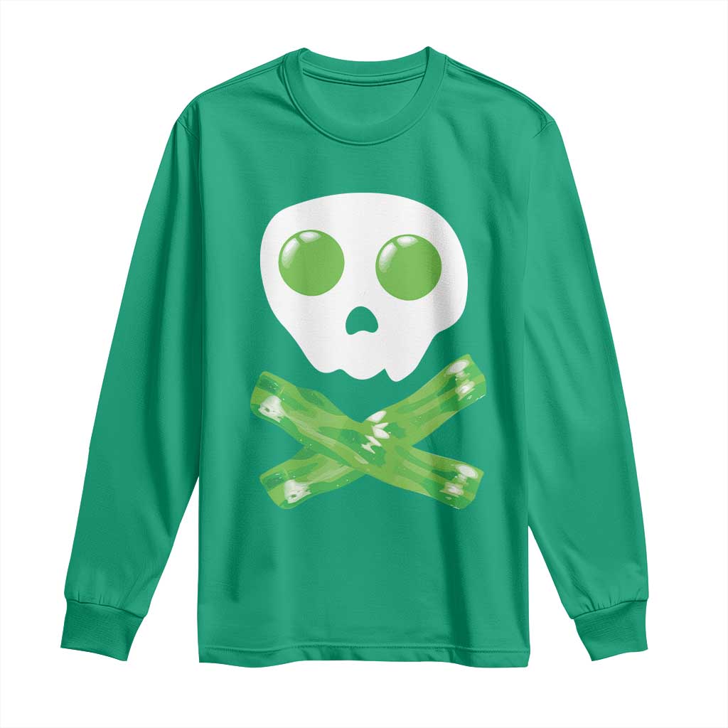 Funny St Patricks Day Long Sleeve Shirt Bacon & Eggs Skull & Crossbones