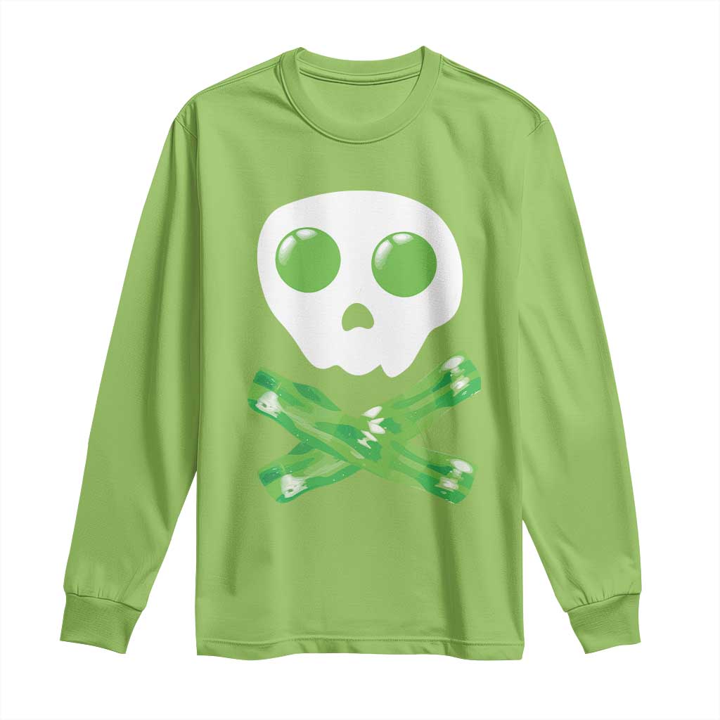 Funny St Patricks Day Long Sleeve Shirt Bacon & Eggs Skull & Crossbones