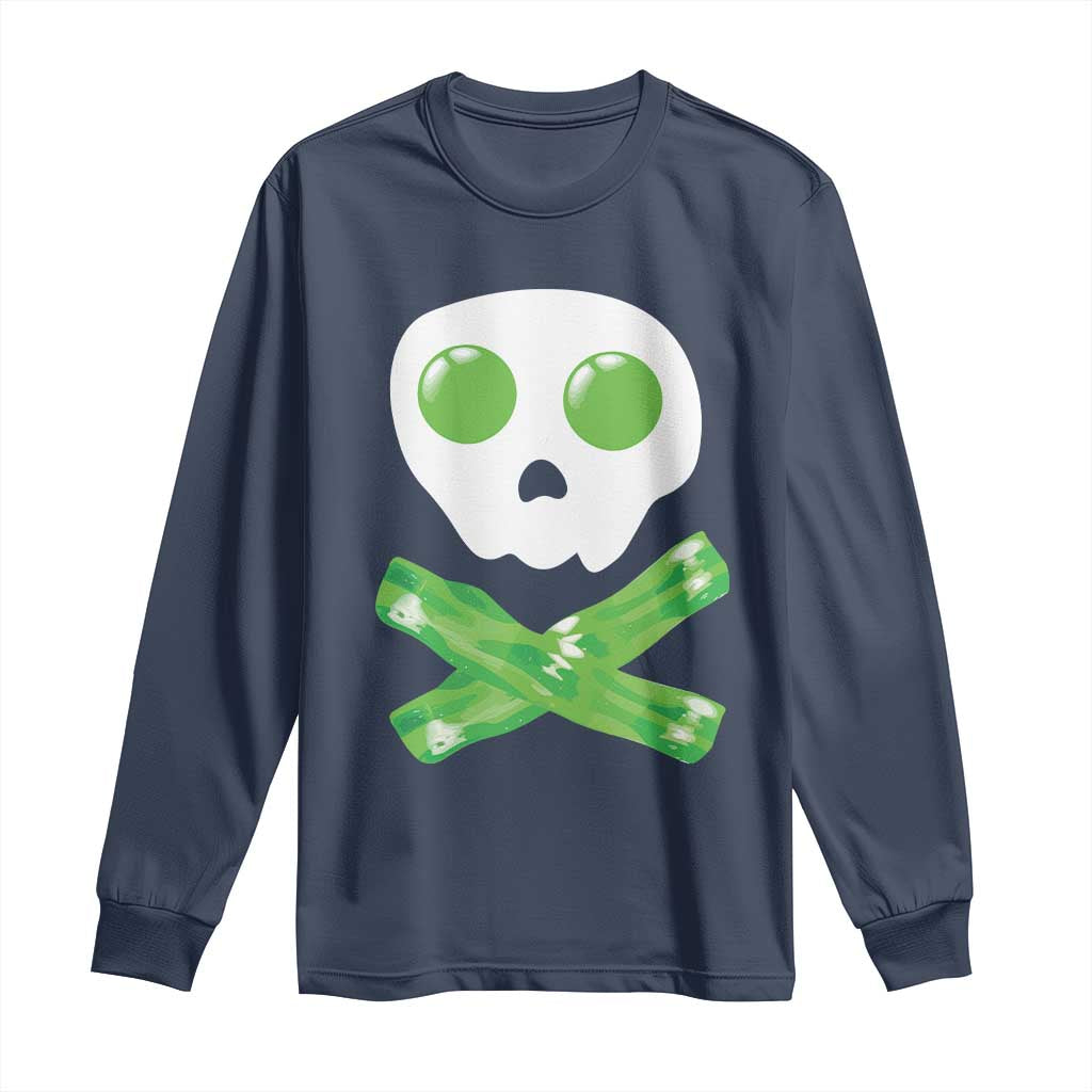 Funny St Patricks Day Long Sleeve Shirt Bacon & Eggs Skull & Crossbones