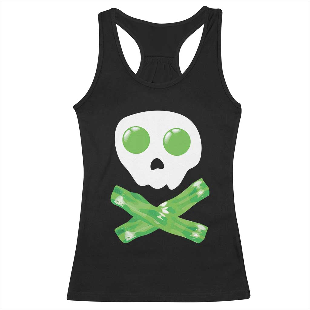 Funny St Patricks Day Racerback Tank Top Bacon & Eggs Skull & Crossbones