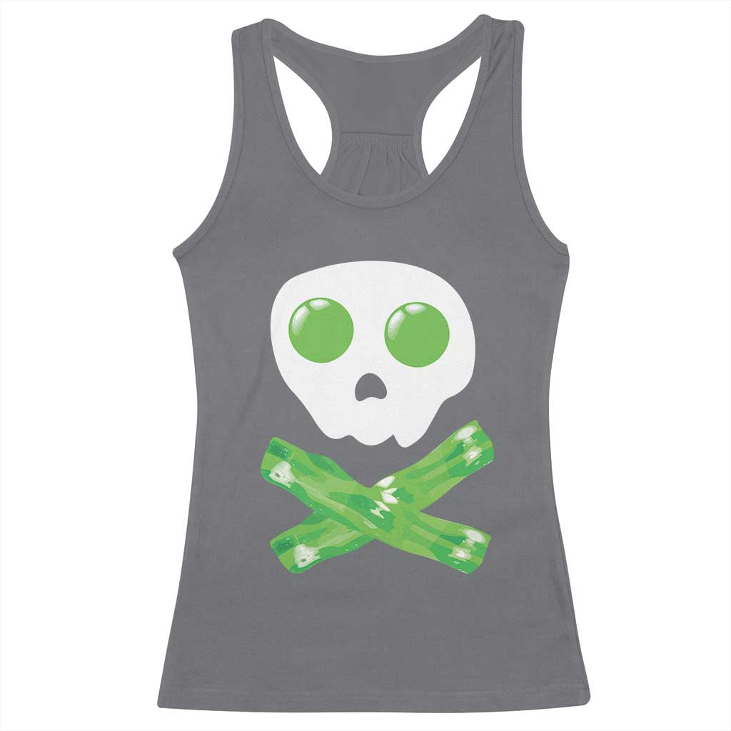 Funny St Patricks Day Racerback Tank Top Bacon & Eggs Skull & Crossbones