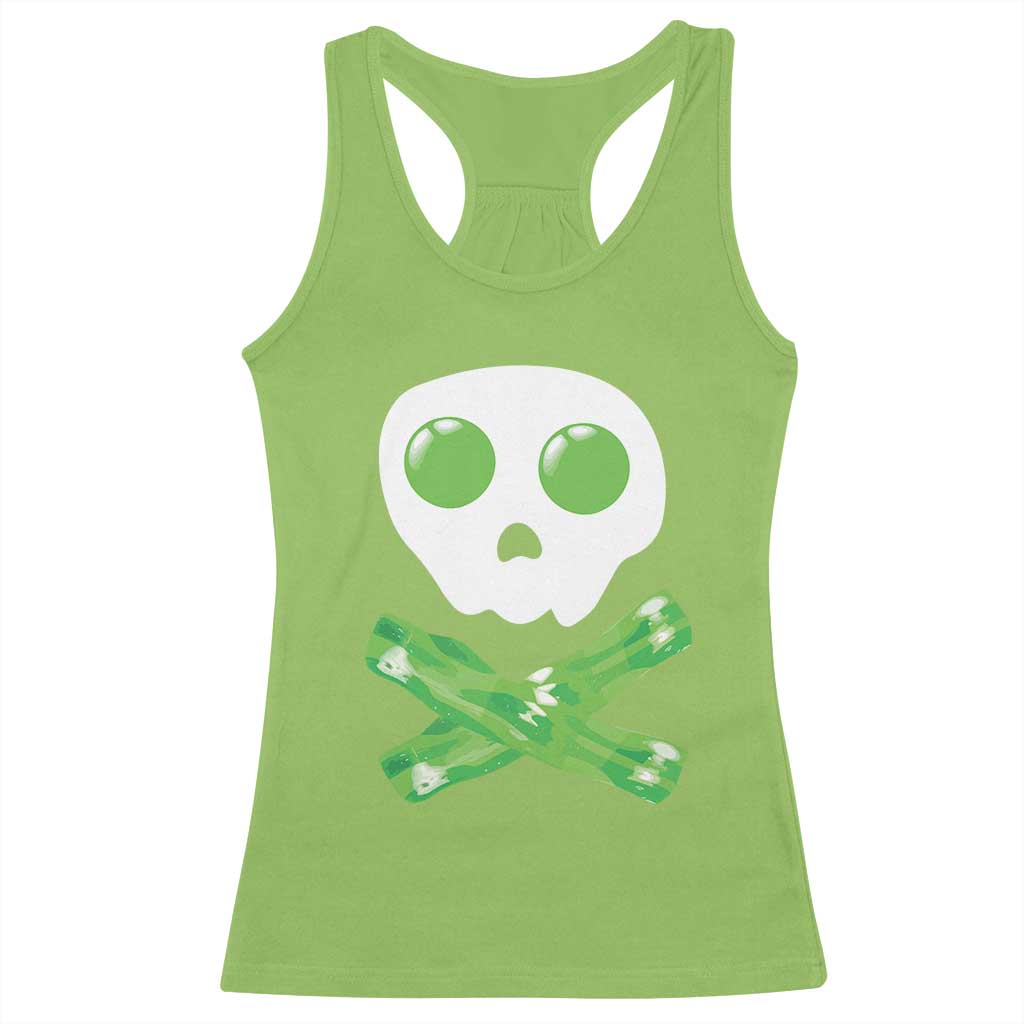 Funny St Patricks Day Racerback Tank Top Bacon & Eggs Skull & Crossbones