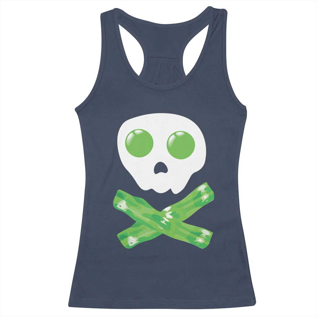 Funny St Patricks Day Racerback Tank Top Bacon & Eggs Skull & Crossbones