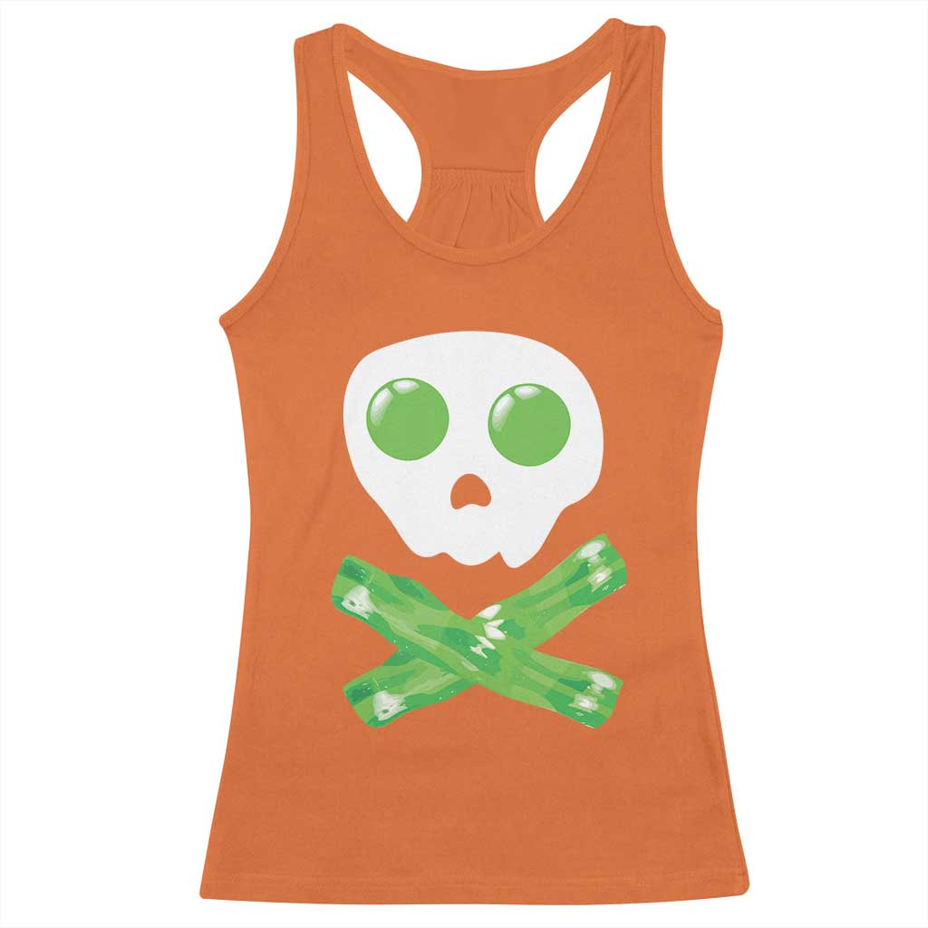 Funny St Patricks Day Racerback Tank Top Bacon & Eggs Skull & Crossbones
