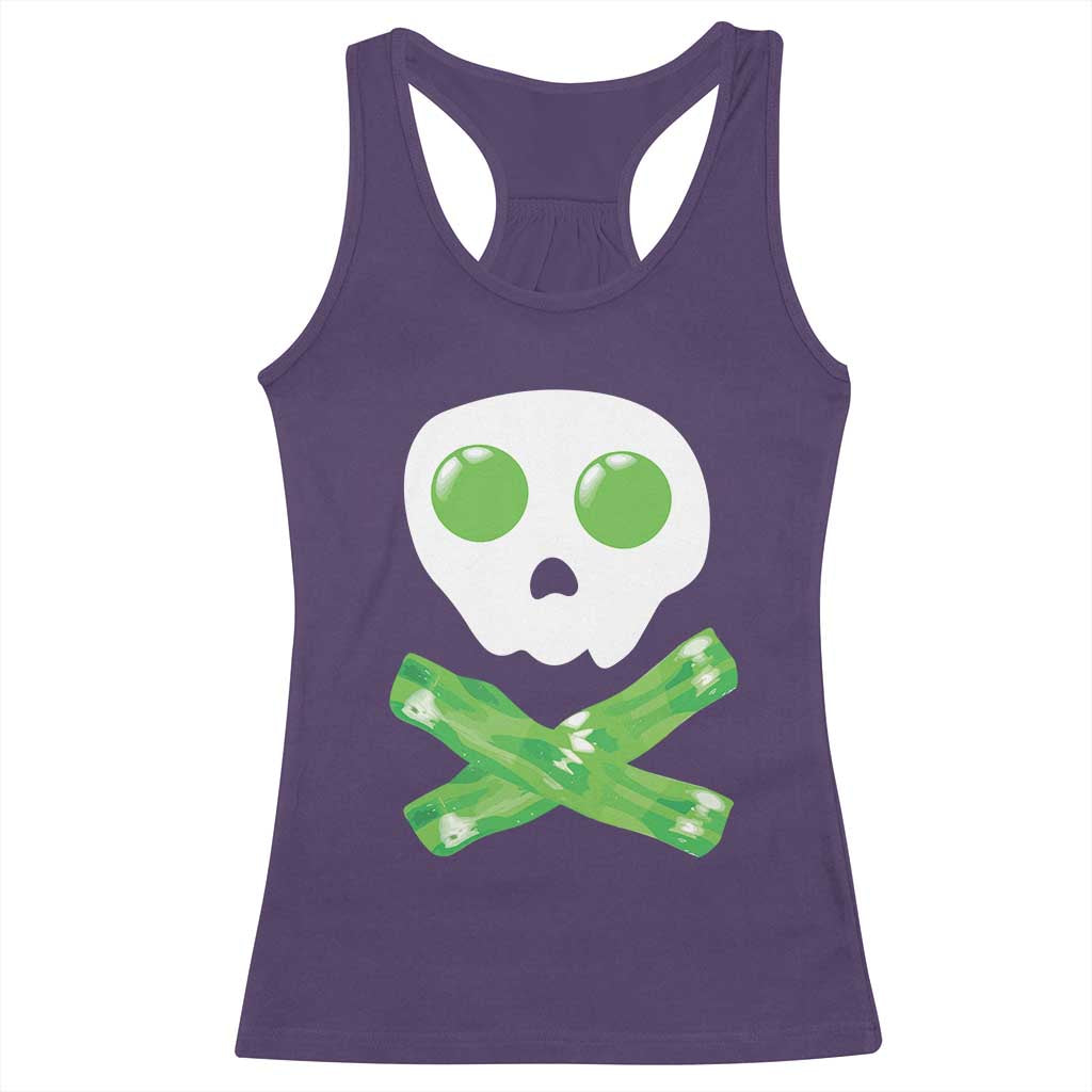 Funny St Patricks Day Racerback Tank Top Bacon & Eggs Skull & Crossbones