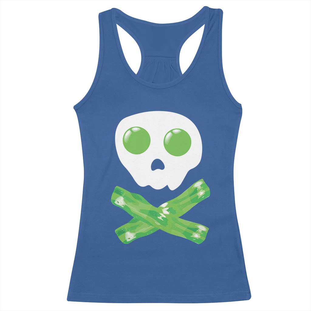 Funny St Patricks Day Racerback Tank Top Bacon & Eggs Skull & Crossbones