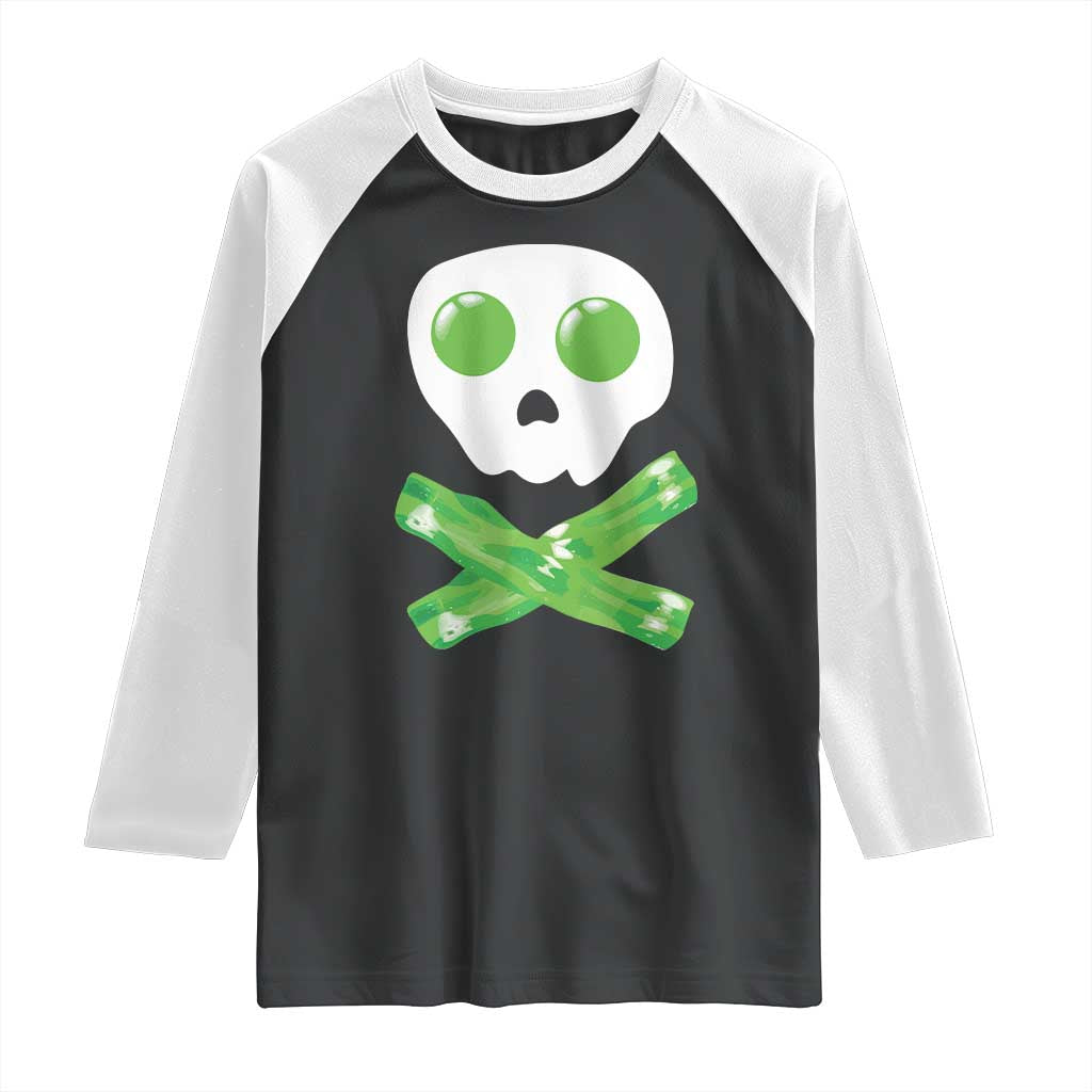 Funny St Patricks Day Raglan Shirt Bacon & Eggs Skull & Crossbones