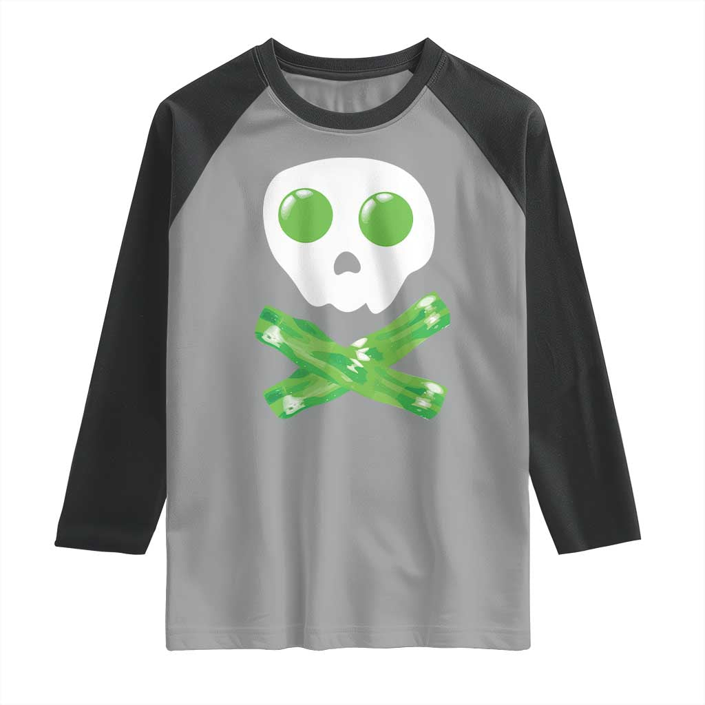 Funny St Patricks Day Raglan Shirt Bacon & Eggs Skull & Crossbones
