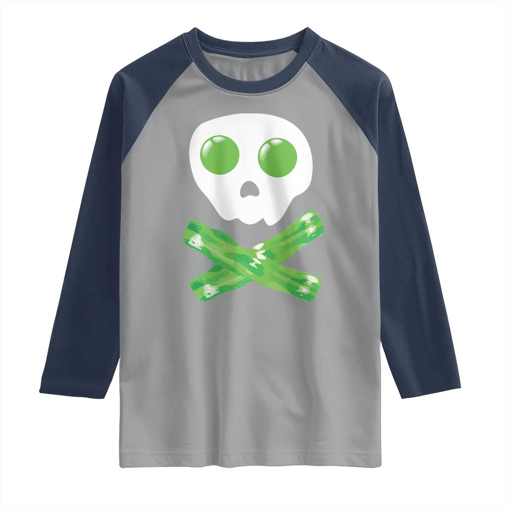 Funny St Patricks Day Raglan Shirt Bacon & Eggs Skull & Crossbones