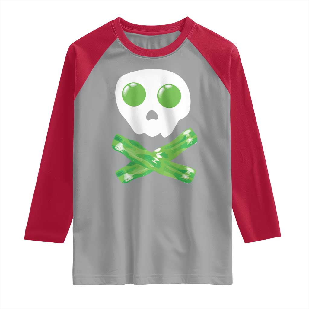 Funny St Patricks Day Raglan Shirt Bacon & Eggs Skull & Crossbones